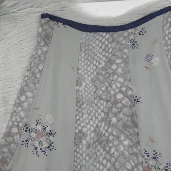 FREE PEOPLE Rock On Snake Floral Print Mixed Media Handkerchief Hem Maxi Skirt 4 - Picture 5 of 12